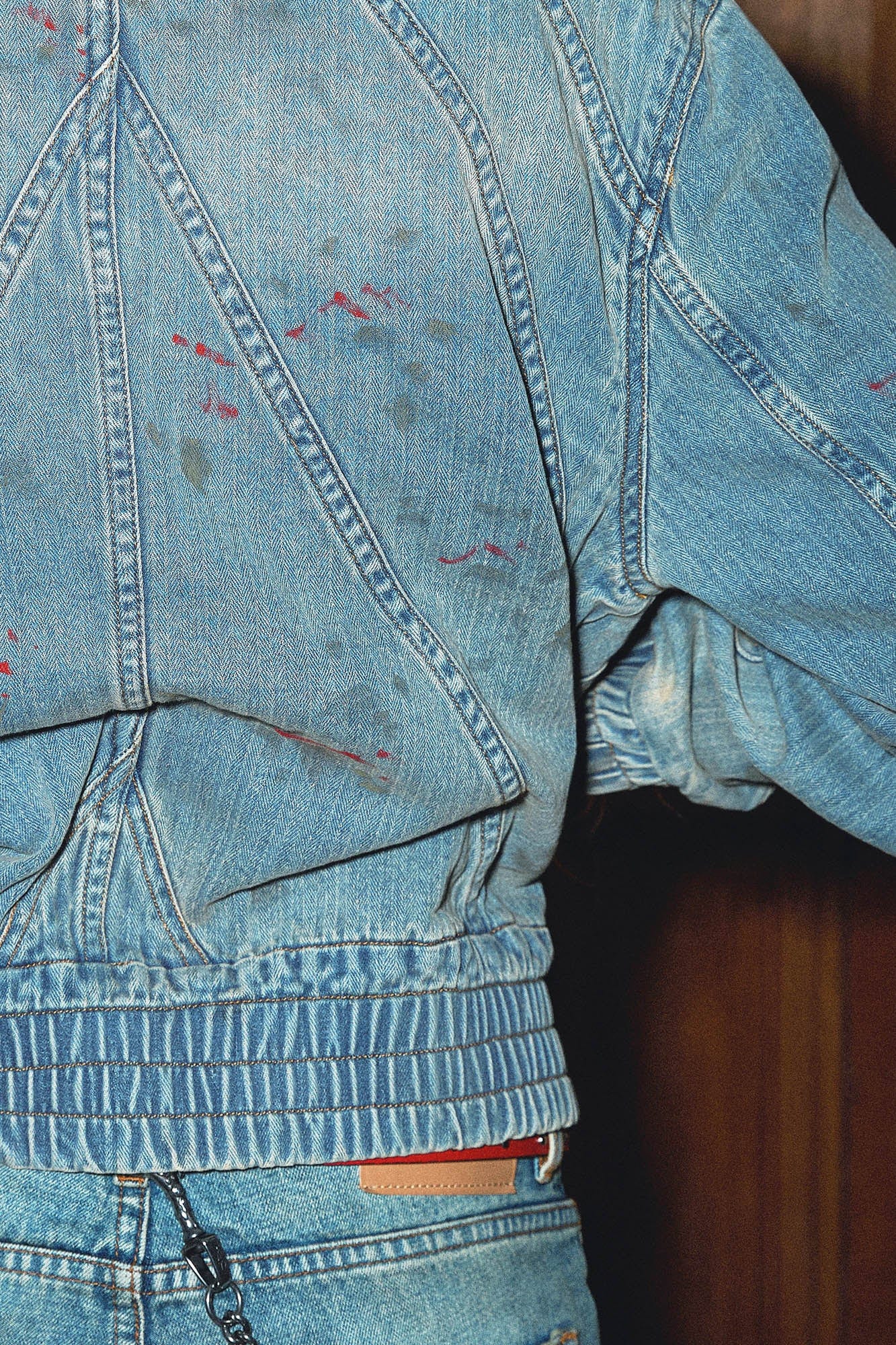 RICHILL Blood Deconstructed Cropped Denim Jacket