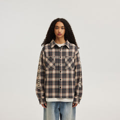 BONELESS Gothic Slogan Plaid Shirt