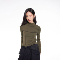 49PERCENT Stitch Outlined High Neck Long Sleeve T-shirt
