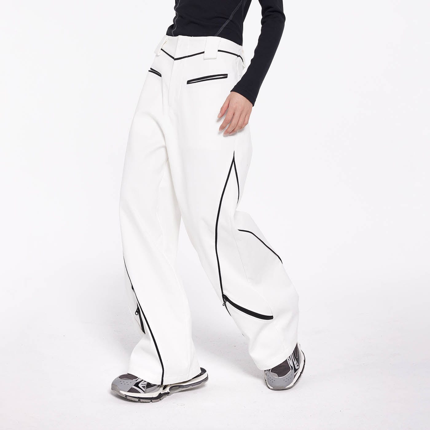49PERCENT Paneled Zipper Wide-Leg Pants