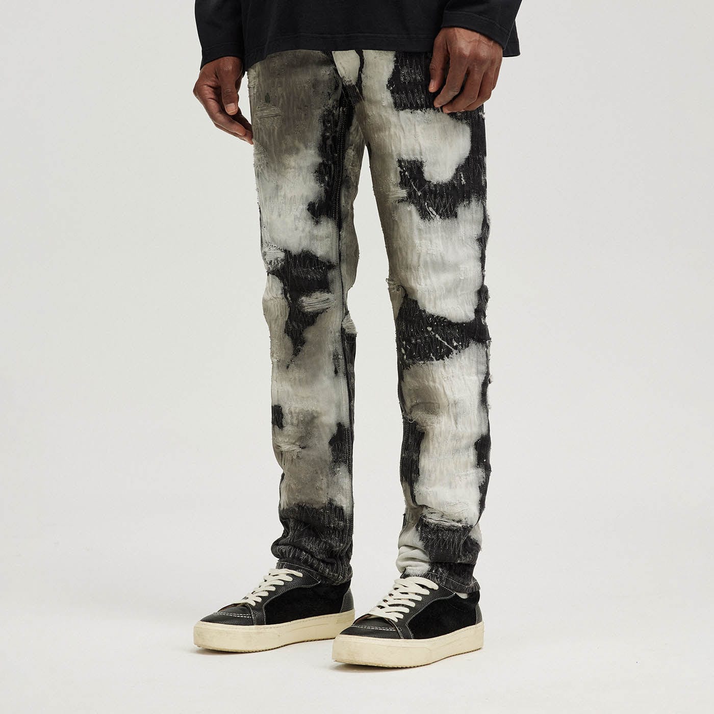 BONELESS Distressed Stitches Jeans