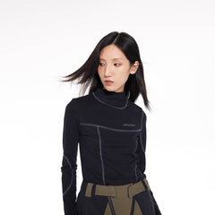 49PERCENT Stitch Outlined High Neck Long Sleeve T-shirt