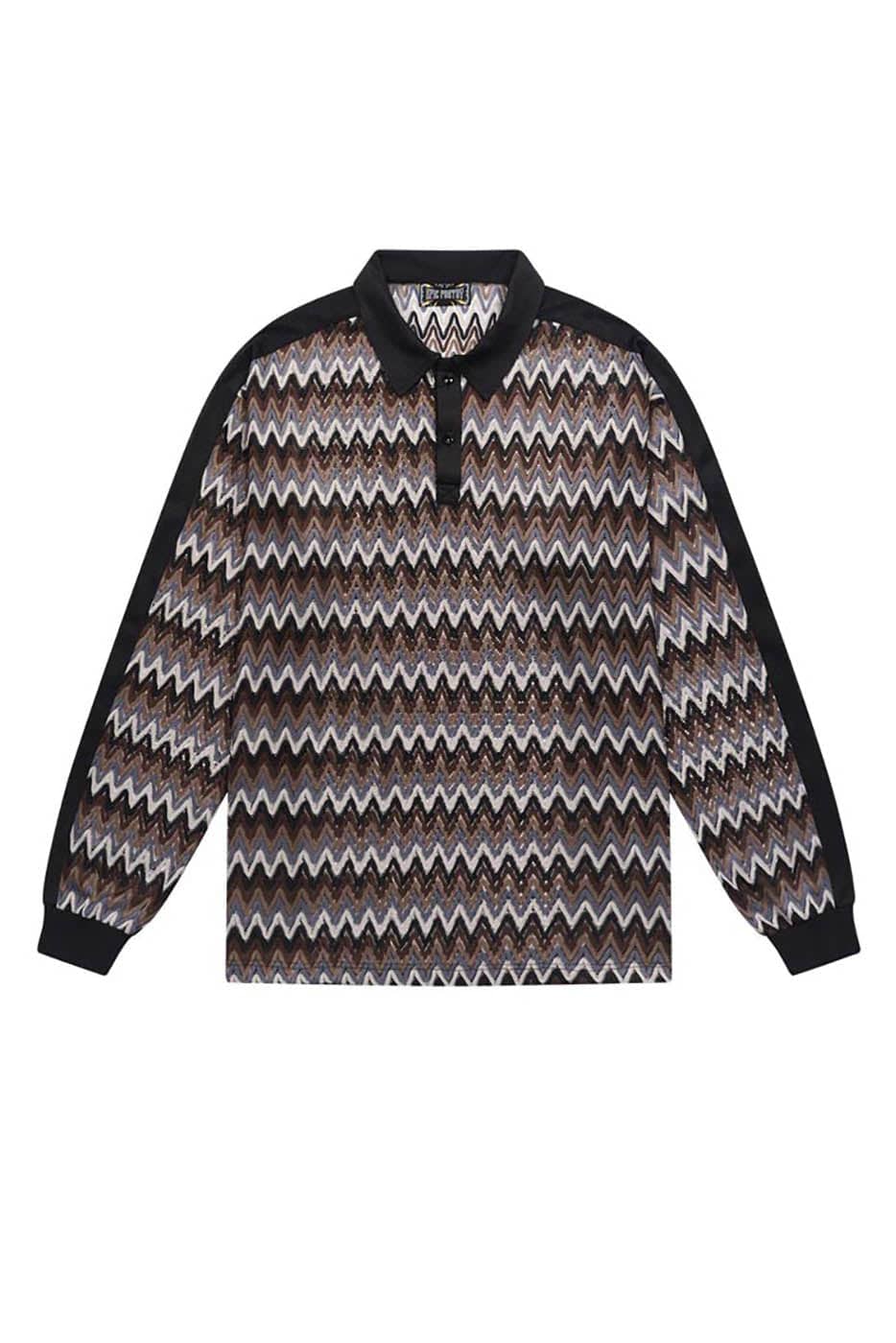 EPIC POETRY Geometric Ripple Knitted Shirt Highland