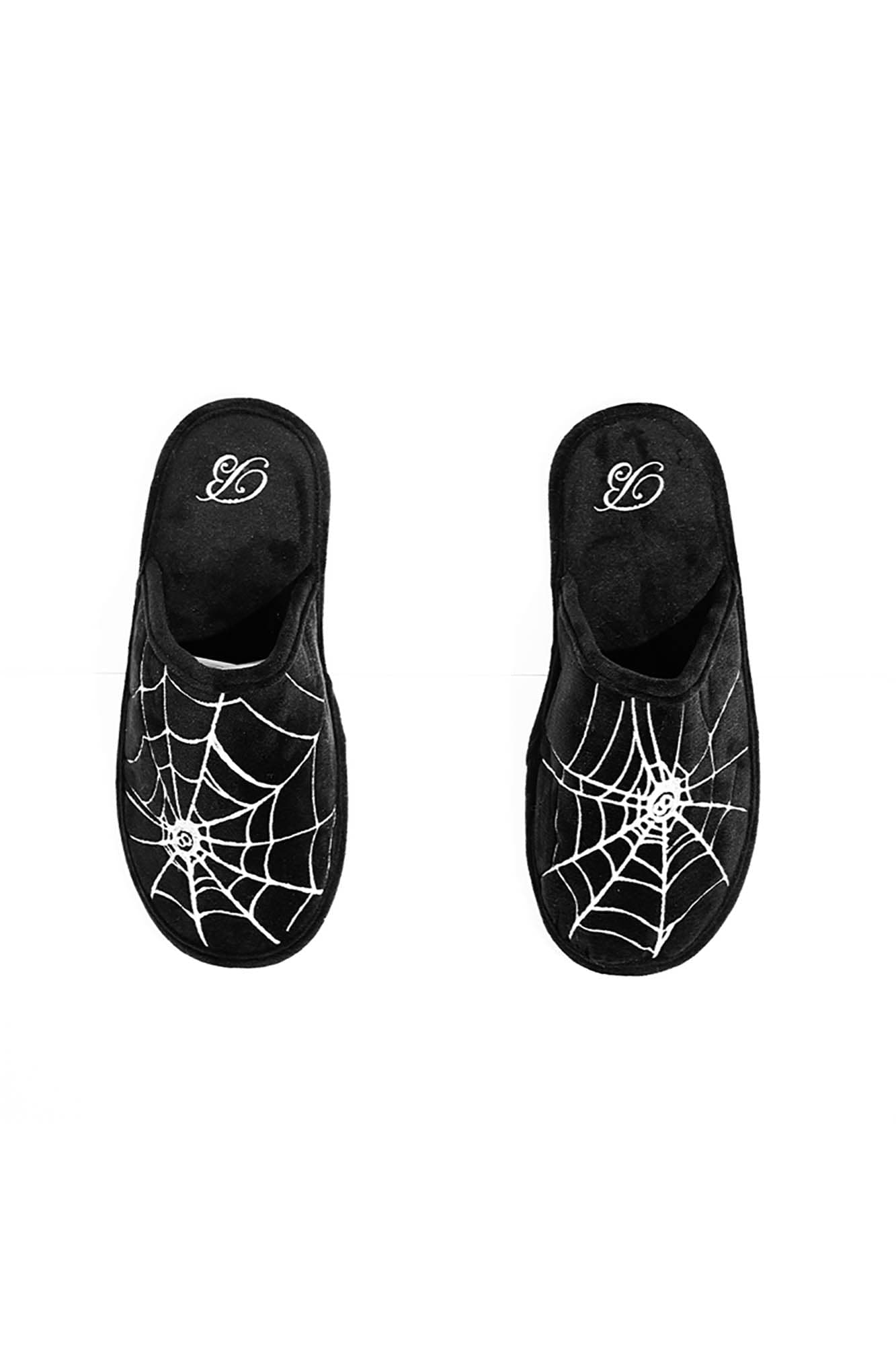 BLACK8MOB Spiderweb Embroidered Slippers