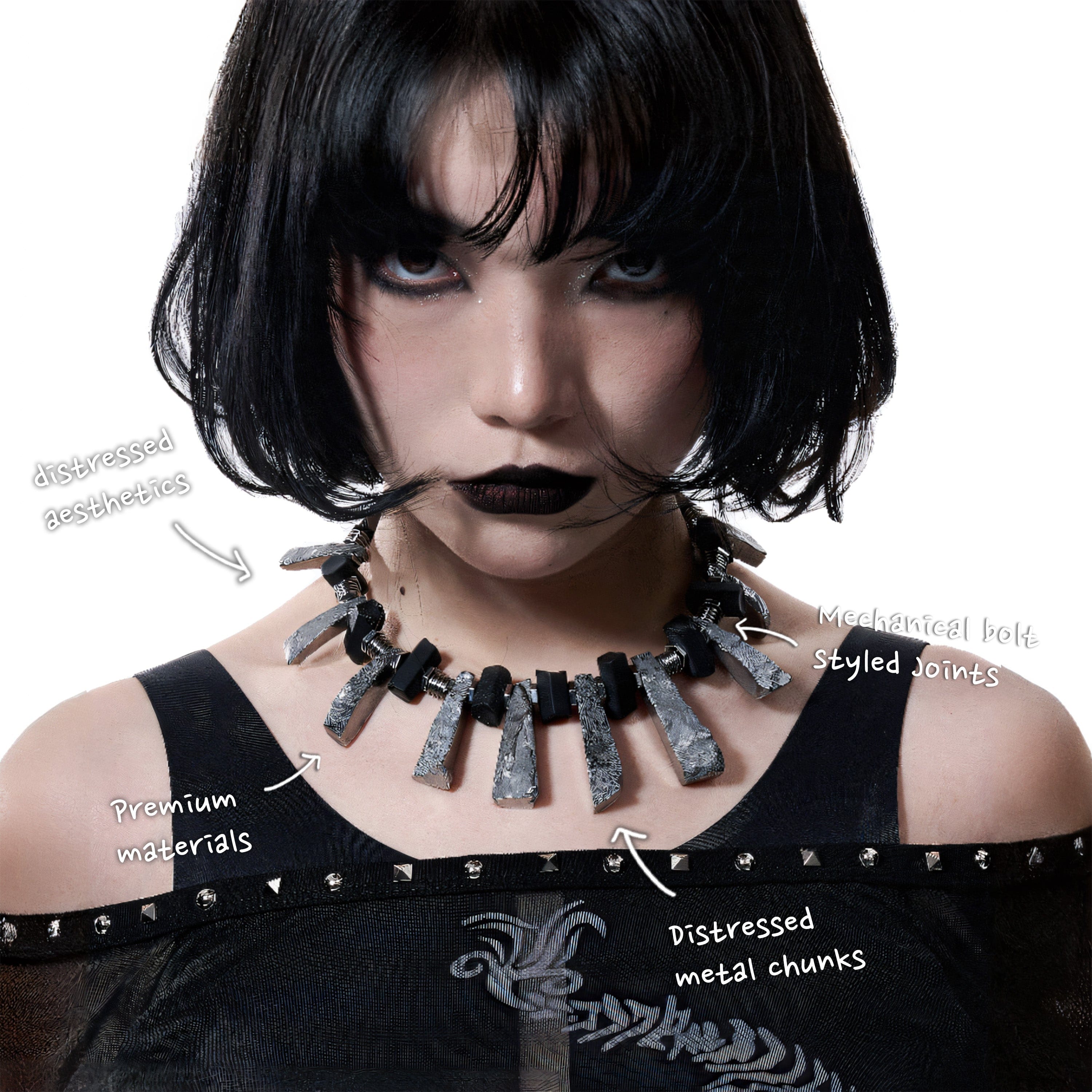 ILLUSORY Distressed Metal Reversible Necklace
