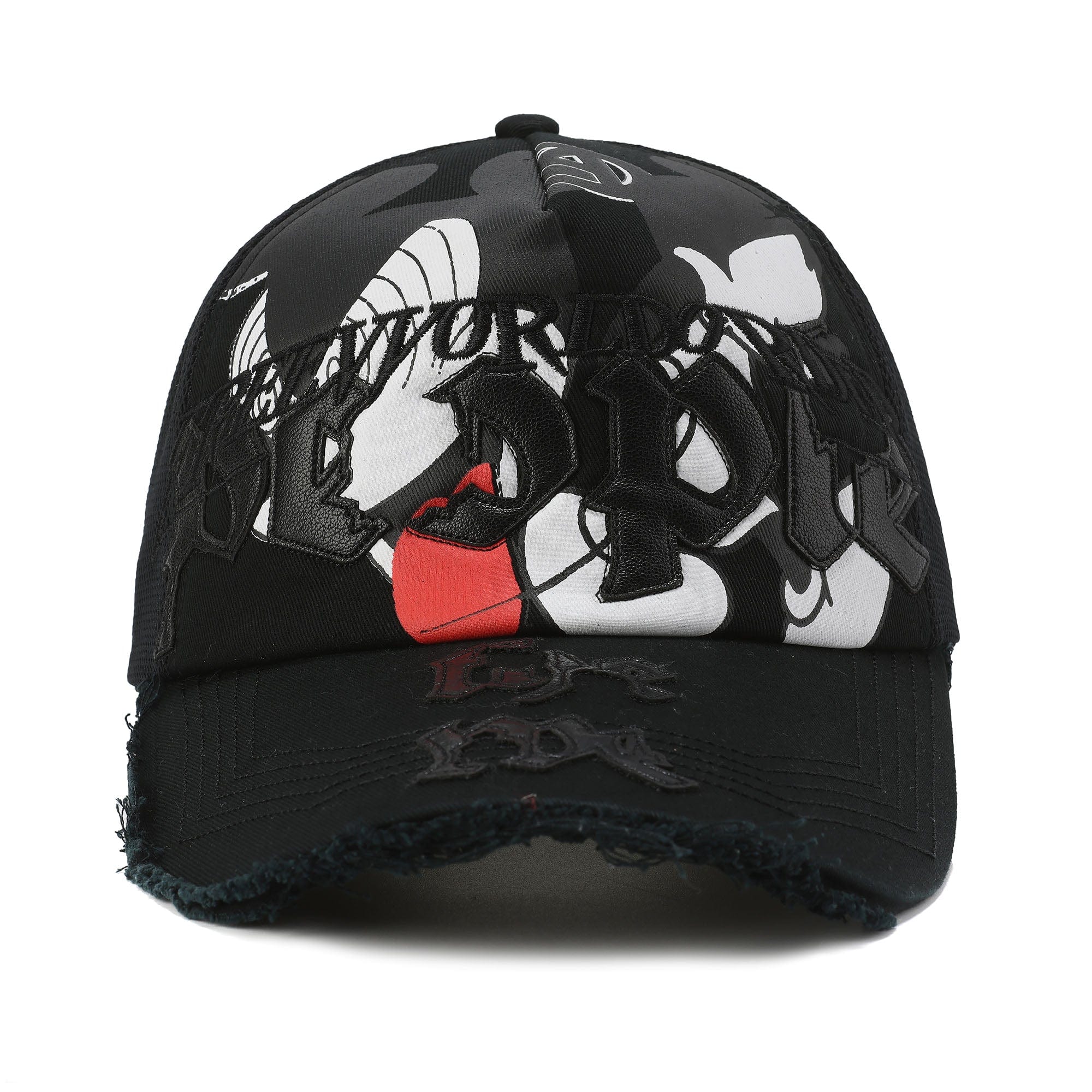 FVVO Mickey Mouse Patchwork Frayed Mesh Cap