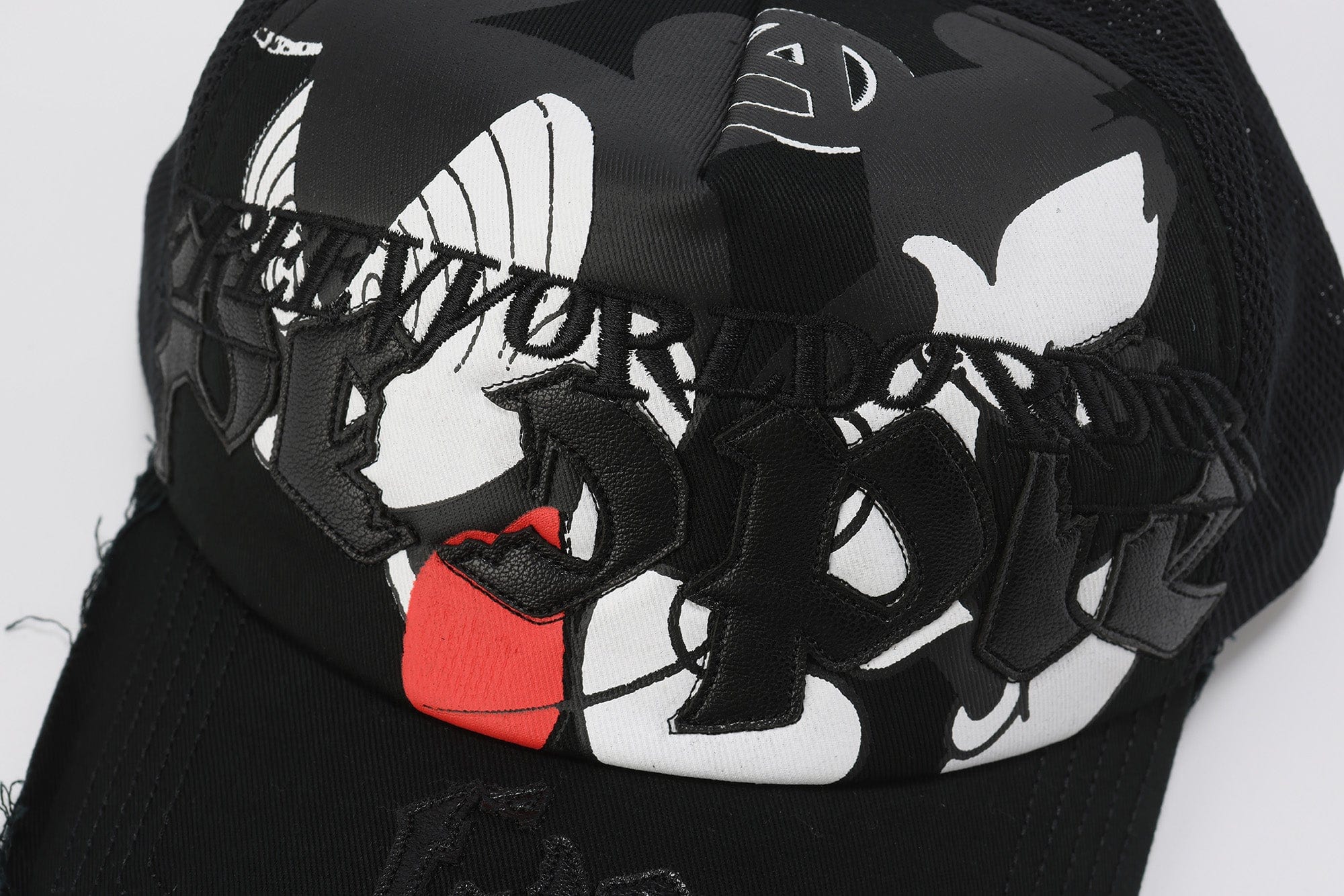 FVVO Mickey Mouse Patchwork Frayed Mesh Cap