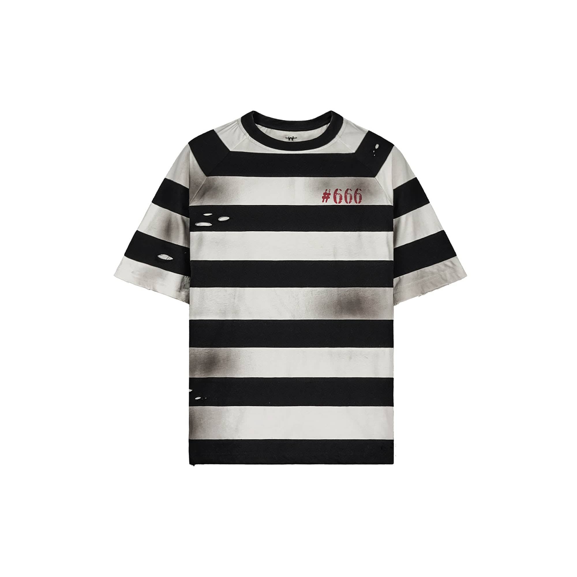 UNDERWATER The Jailbird Distressed Striped T-Shirt