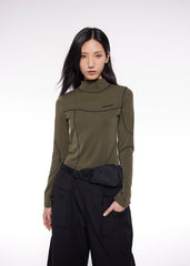 49PERCENT Stitch Outlined High Neck Long Sleeve T-shirt