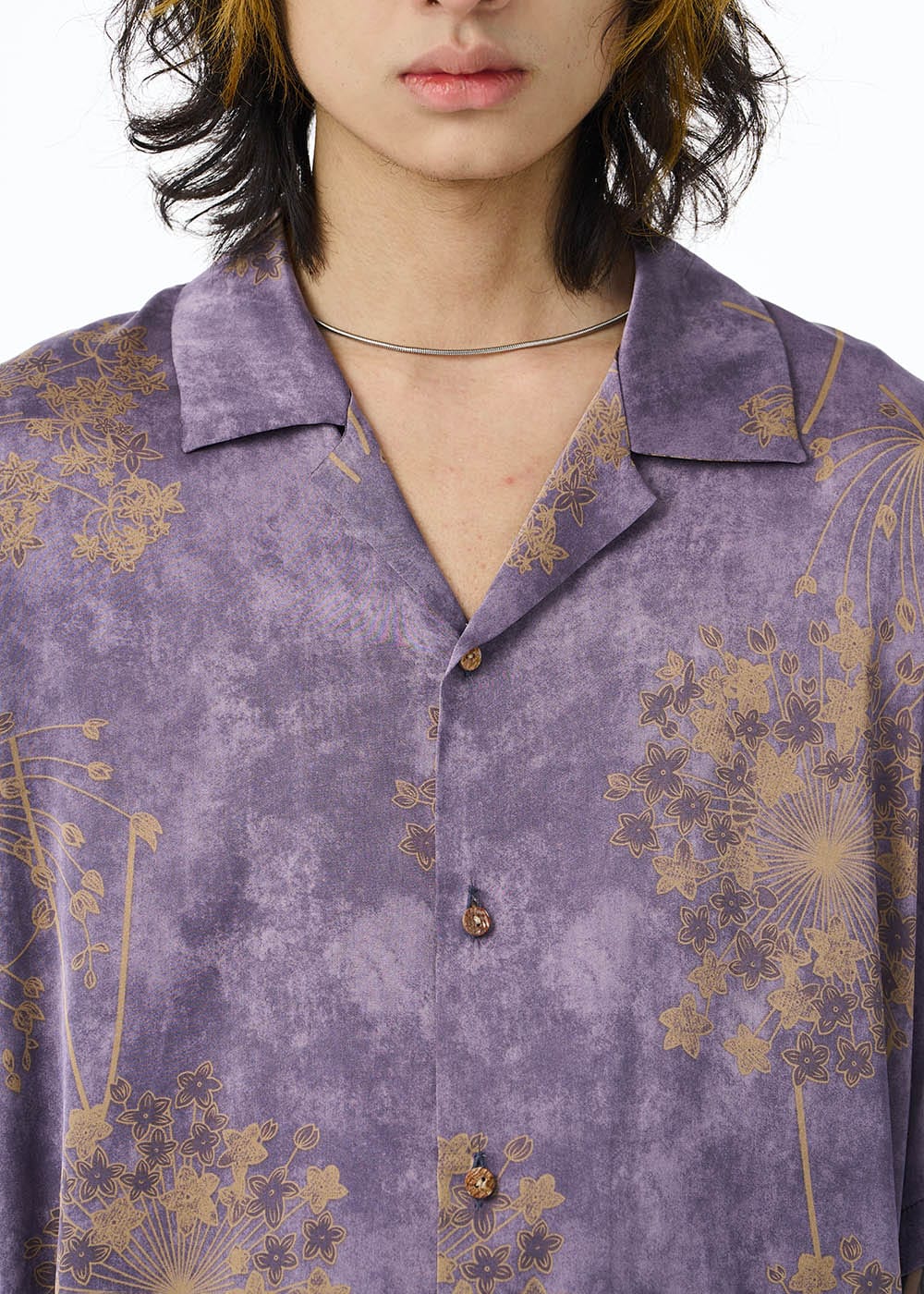 EPIC POETRY Dandelion Cuban Half Shirt Purple