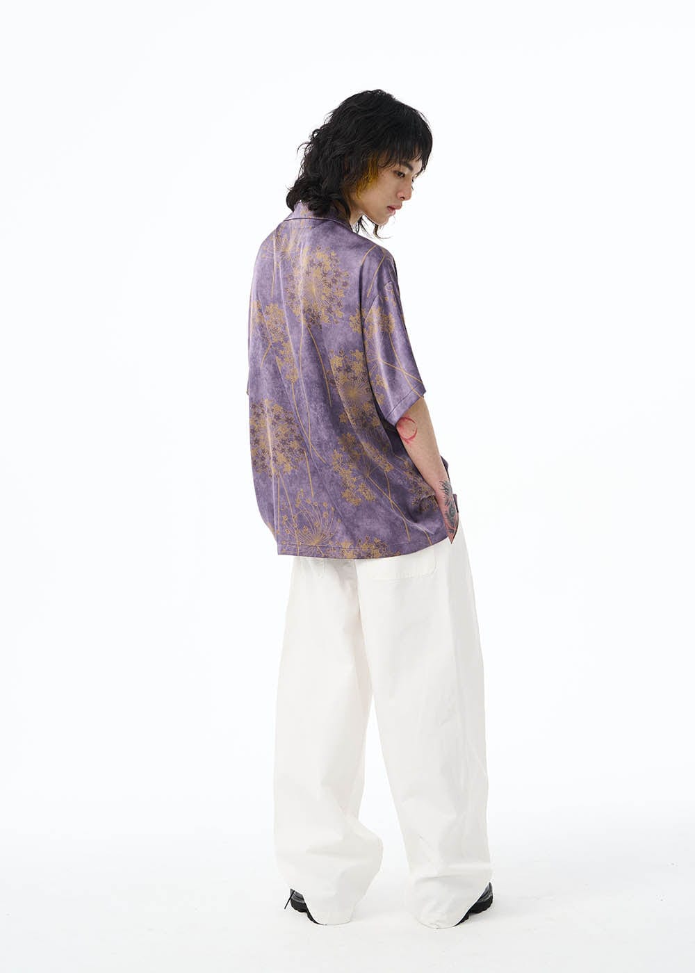 EPIC POETRY Dandelion Cuban Half Shirt Purple