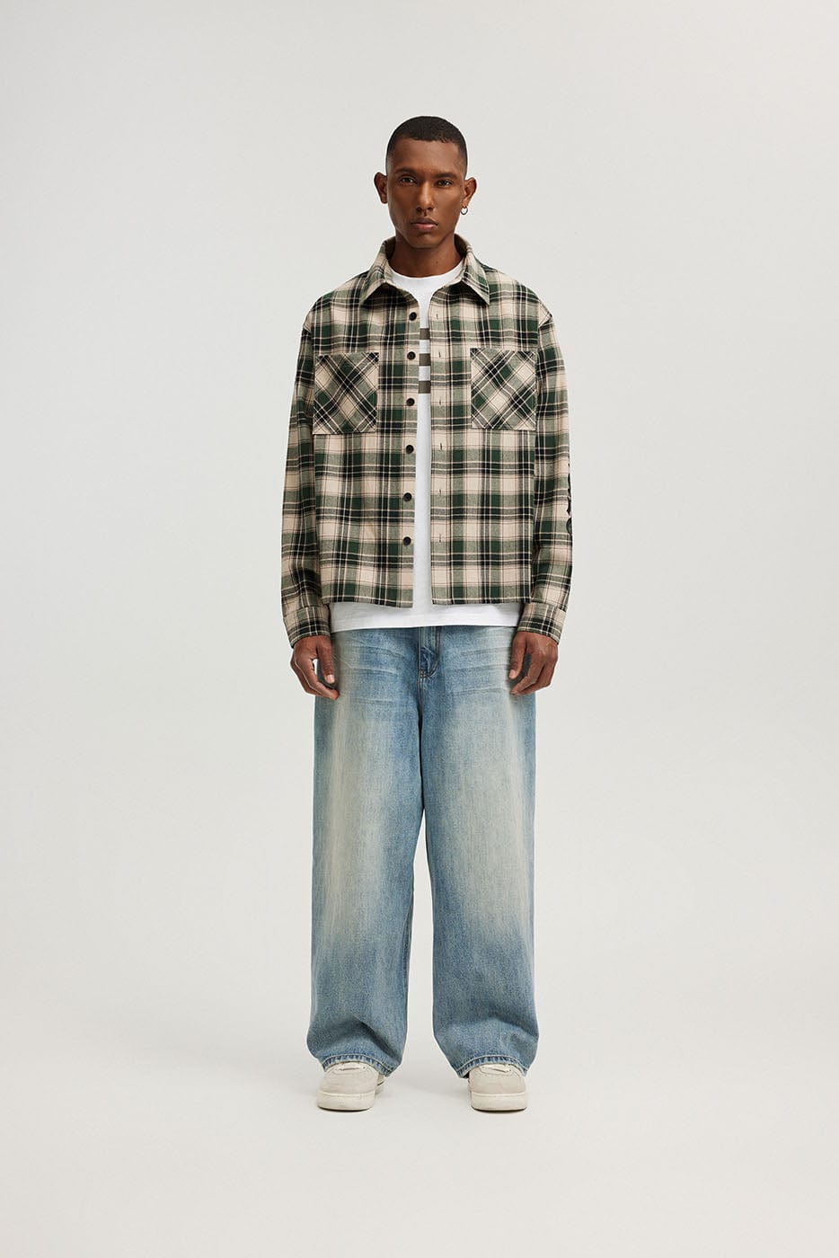 BONELESS Gothic Slogan Plaid Shirt
