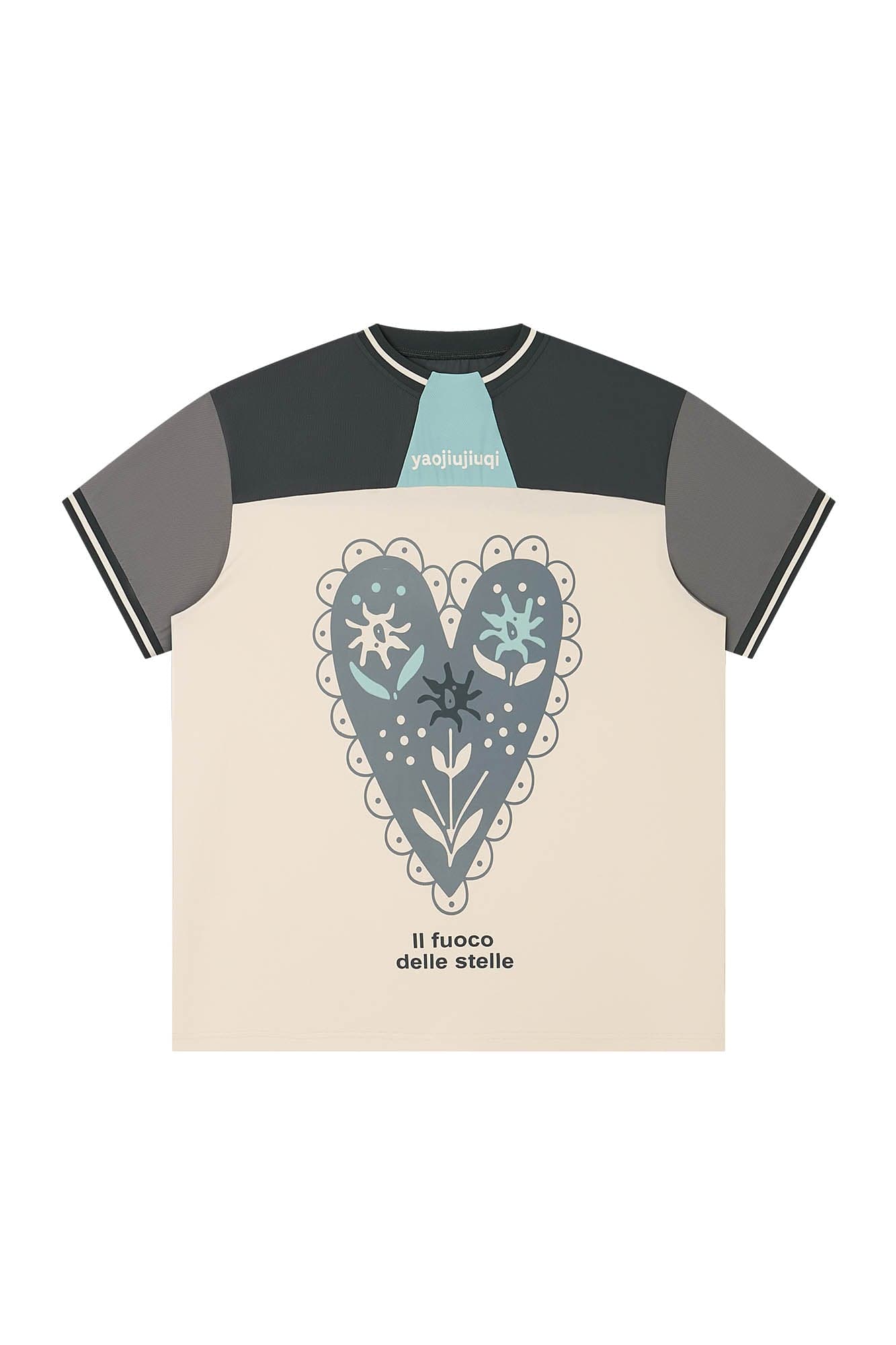 1997 POSTOFFICE Heart Floral Panelled Qucik-Dry T-Shirt