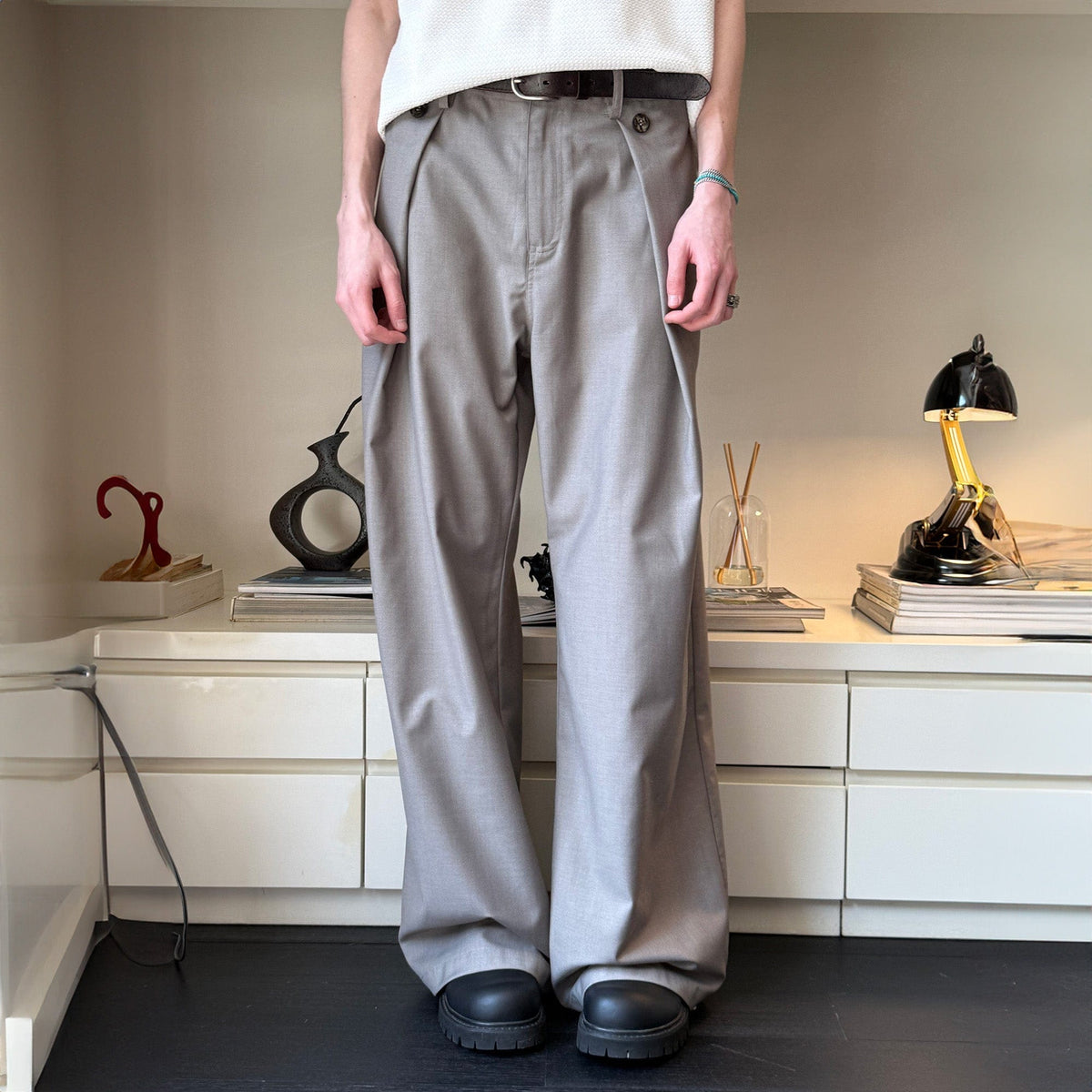 KREATE Inverted Pleats Wide-Leg Trousers