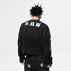 SAVAGEGROWTHWORLD No.5 Distressed Long-Sleeve Tee