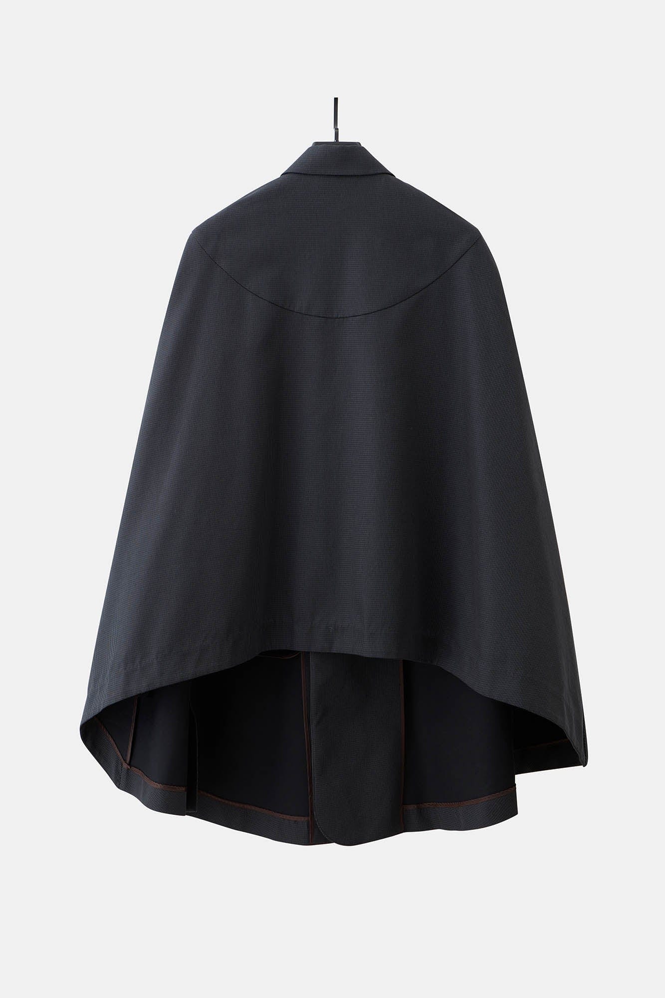 ILNya Nieternite Nifutur Mini Houndstooth Peak Lapel Slit Cape Coat