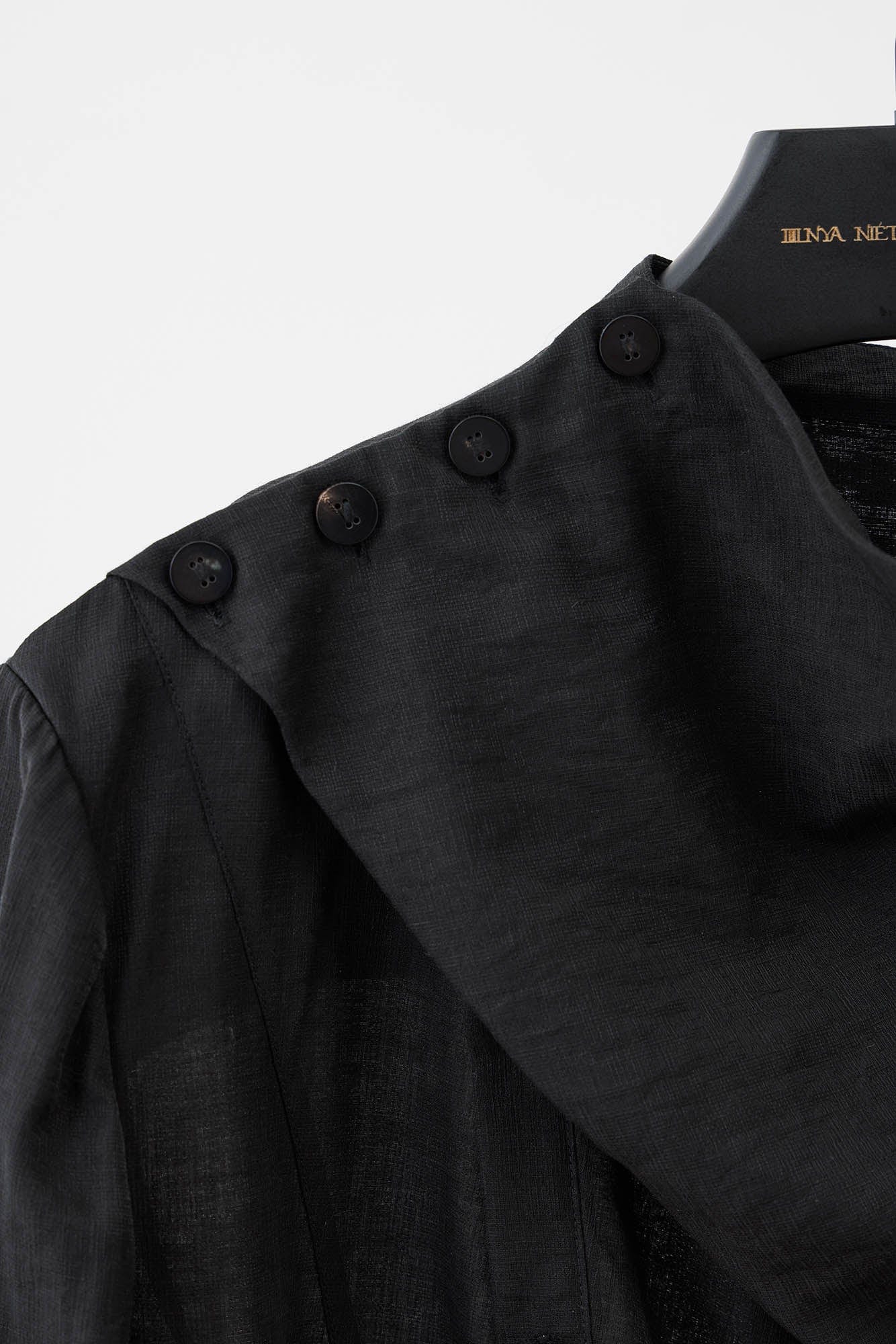 ILNya Nieternite Nifutur Asymmetrical Sheer Draped Button-Up Shirt
