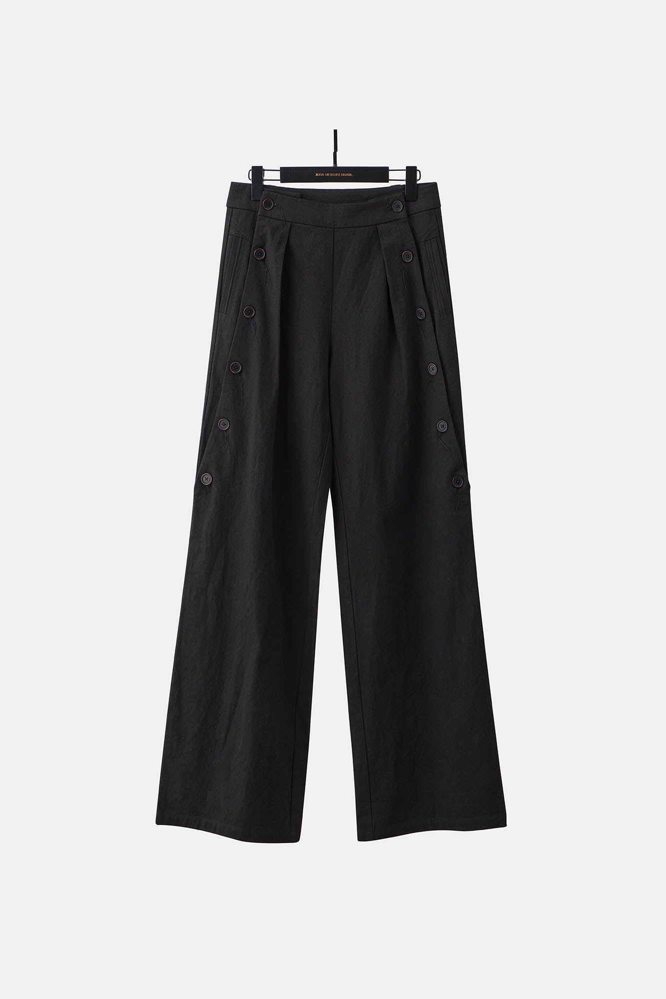 ILNya Nieternite Nifutur Side Button Pleated Wide-Leg Trousers