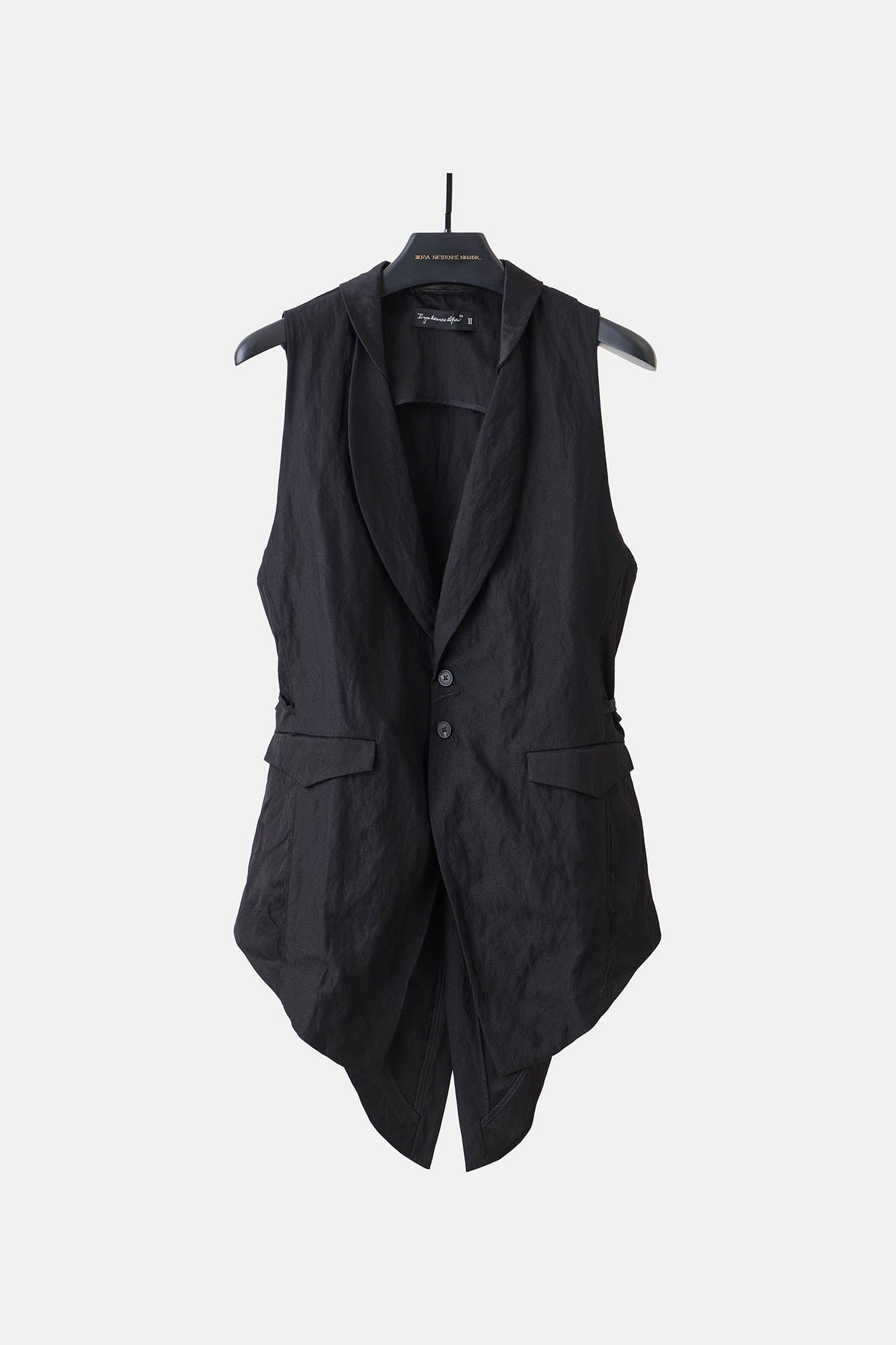ILNya Nieternite Nifutur Asymmetrical Shawl Collar Belted Crinkled Vest