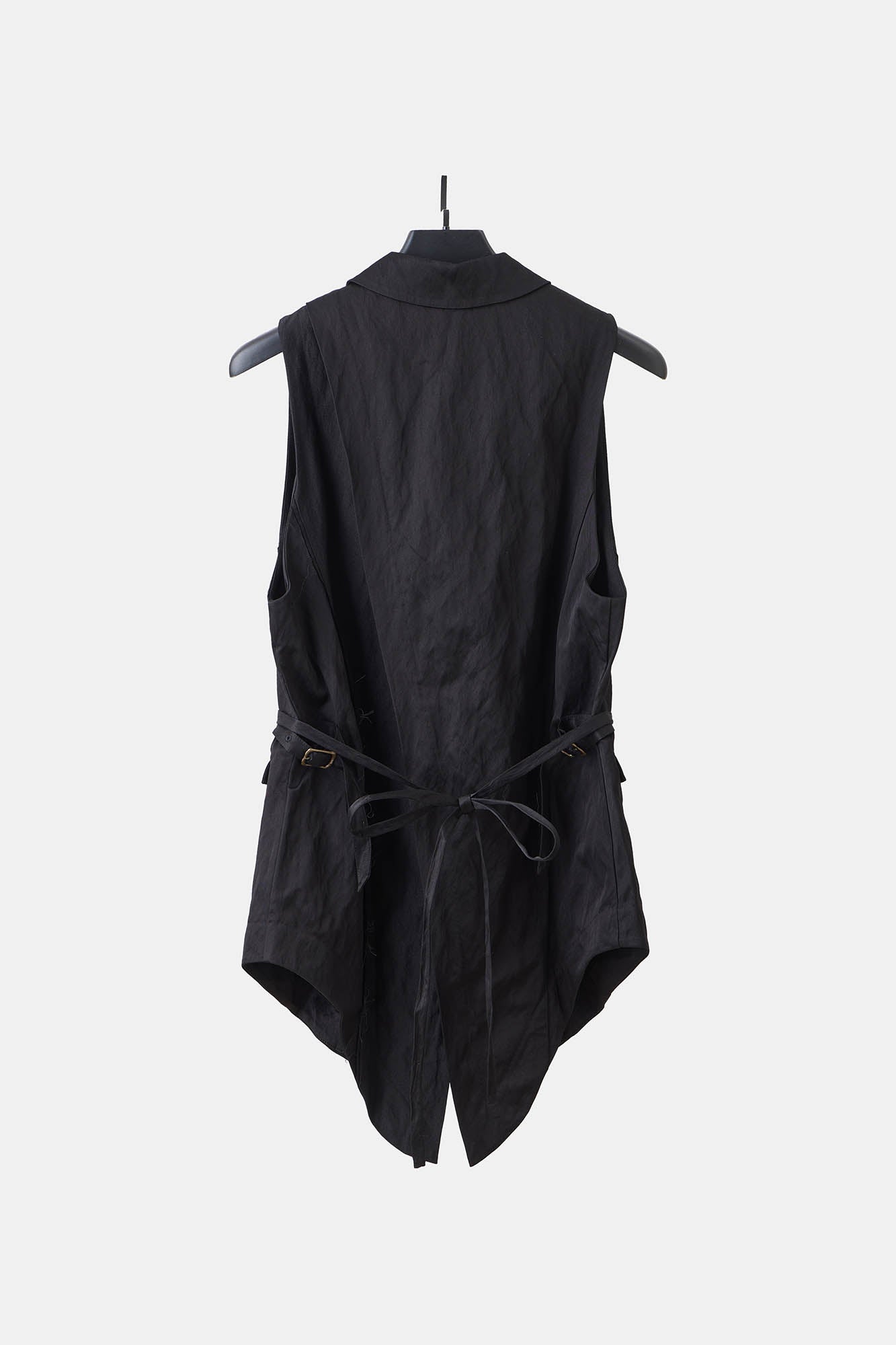 ILNya Nieternite Nifutur Asymmetrical Shawl Collar Belted Crinkled Vest
