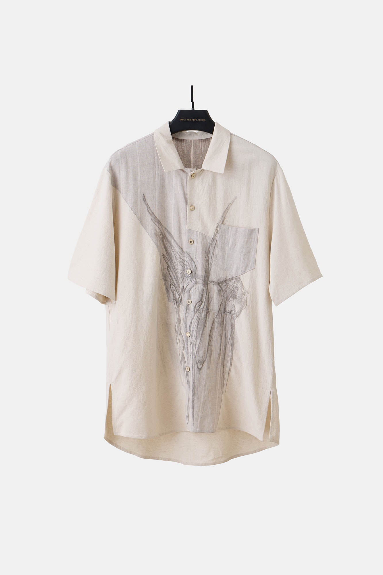 ILNya Nieternite Nifutur Winged Angel Sketch Spliced Half-Sleeve Shirt