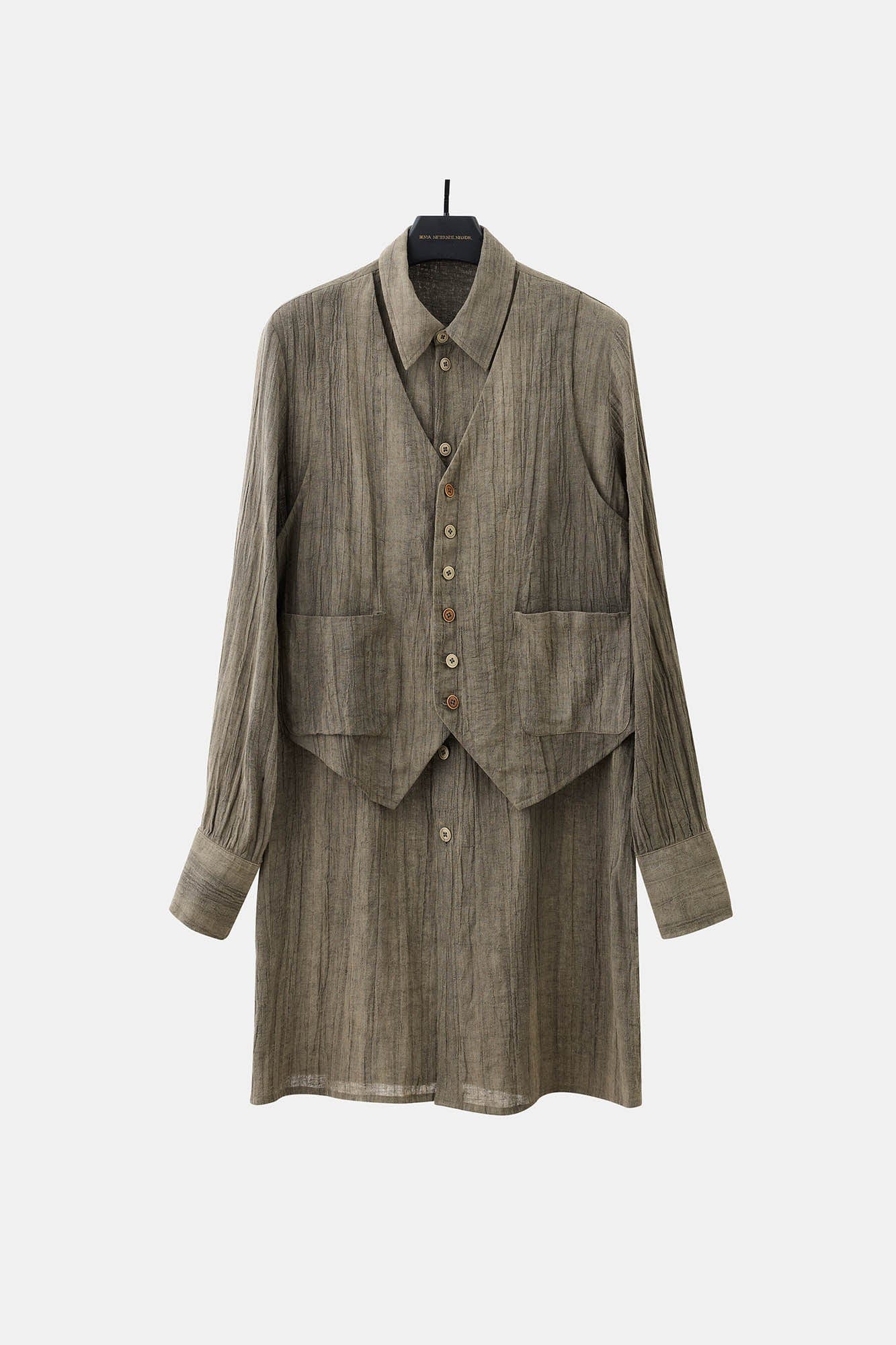 ILNya Nieternite Nifutur Crinkled Layered-Vest Long Shirt