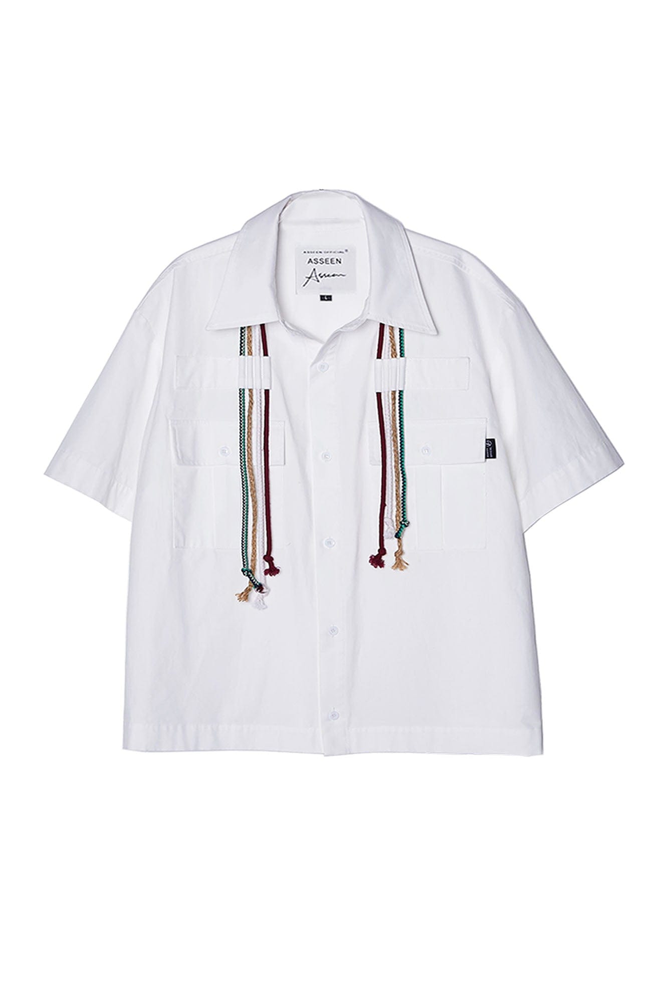 ASSEEN Cord Tassel Pocket Half Shirt