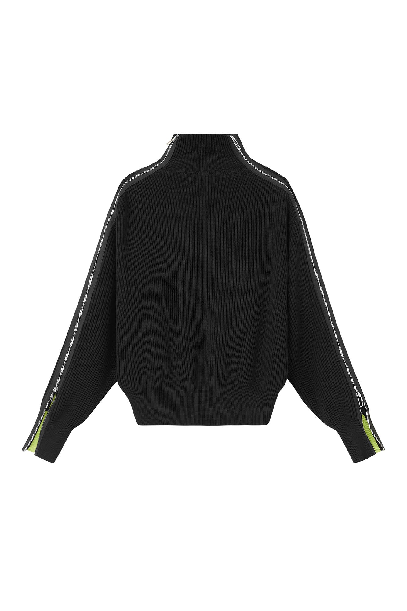 LOSTNFOUND Paneled Side-Zip Mock Neck Sweater
