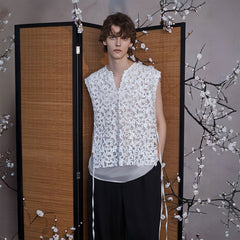 JIECHI Sequin Lace Sheer Layered Vest