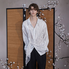 JIECHI Dots Tulle Drape Iridescent Shirt