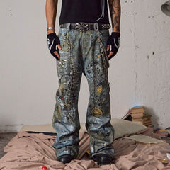 DND4DES Gems&Metals Rotten Distressed Flared Jeans