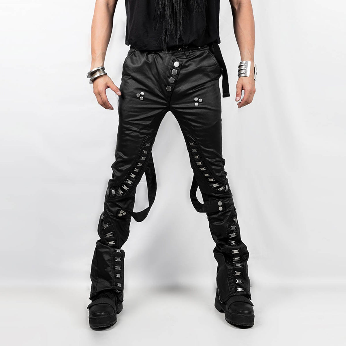 INSIDE OUT Exoskeleton Strapped Zipper Pants
