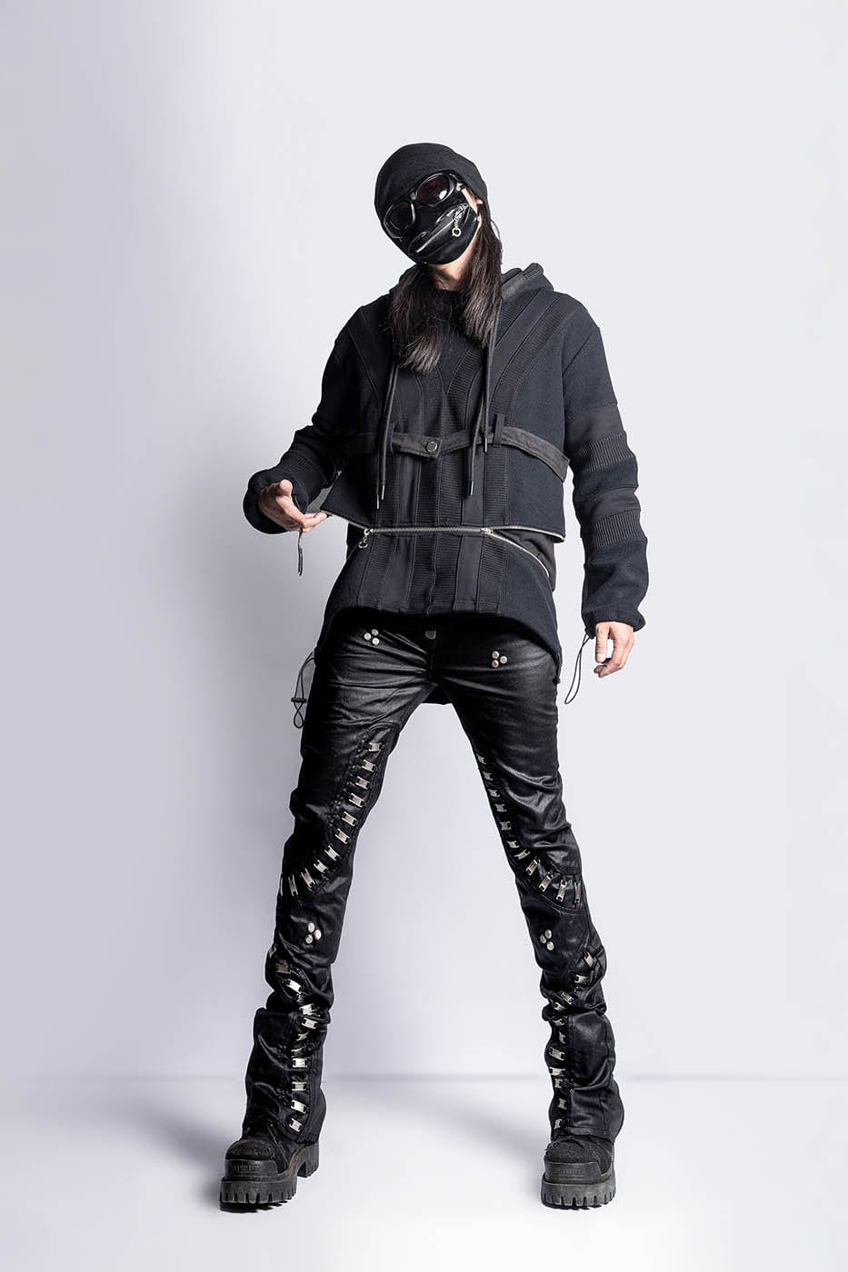 INSIDE OUT Exoskeleton Strapped Zipper Pants