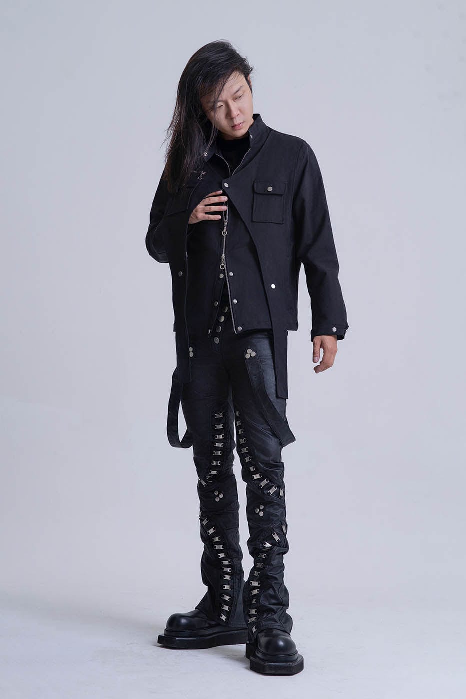INSIDE OUT Exoskeleton Strapped Zipper Pants