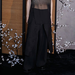 JIECHI Asymmetrical Bow Embroidery Slit Skort