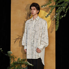 JIECHI Curly Sequin Embroidered Sheer Oversized Shirt