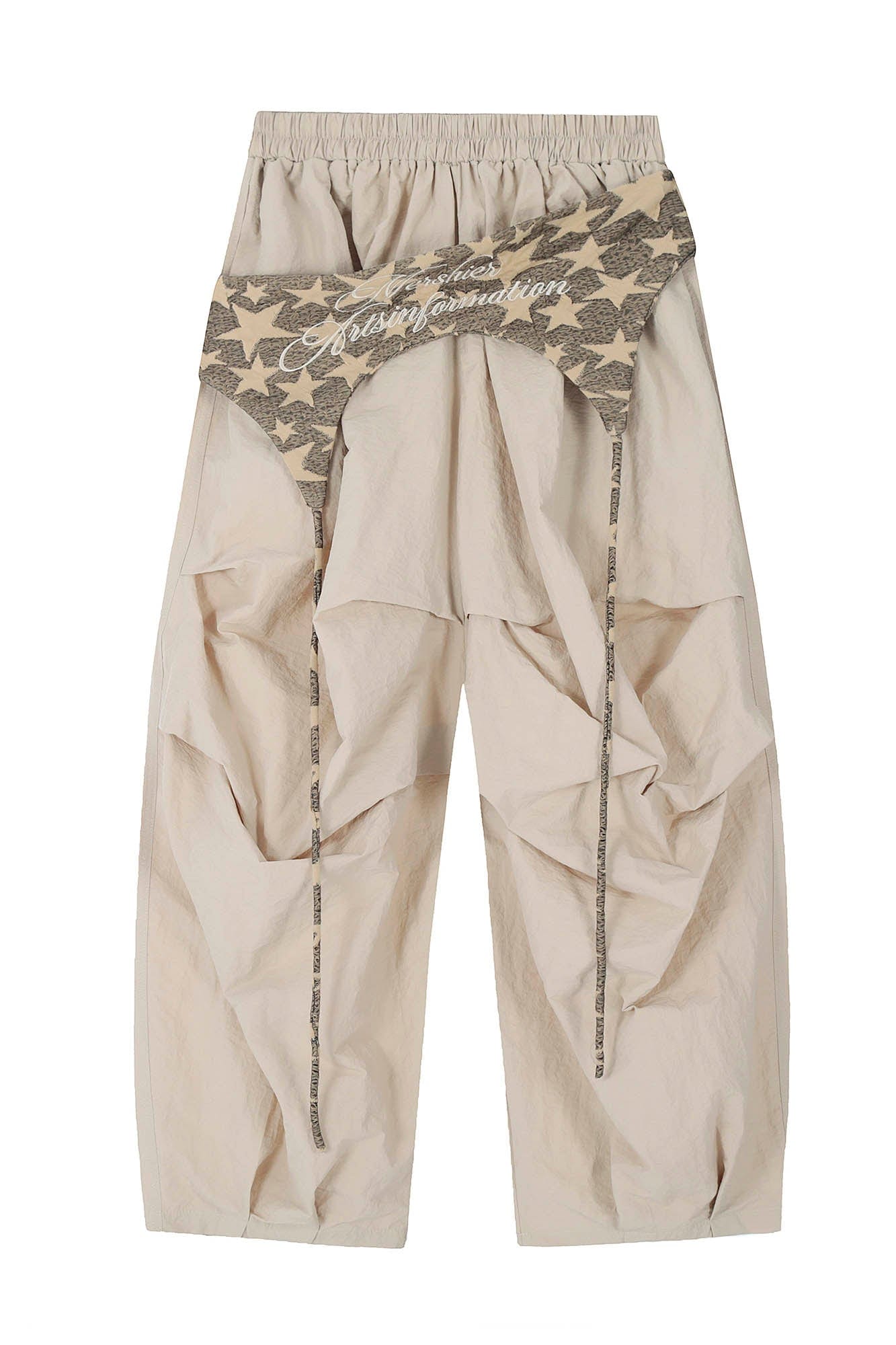 CLP Layered Crinkled Waist-Panel Parachute Pants