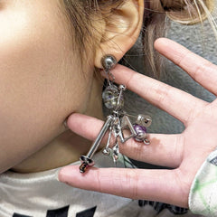 ILLUSORY Space Odyssey Industrial Drop Earrings/ Ear Clip Purple