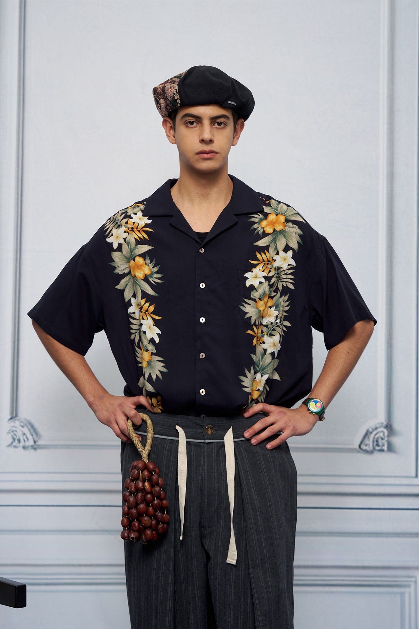 UNLIMITED MOTE Tropical Floral Cuban Hawaii Half Shirt