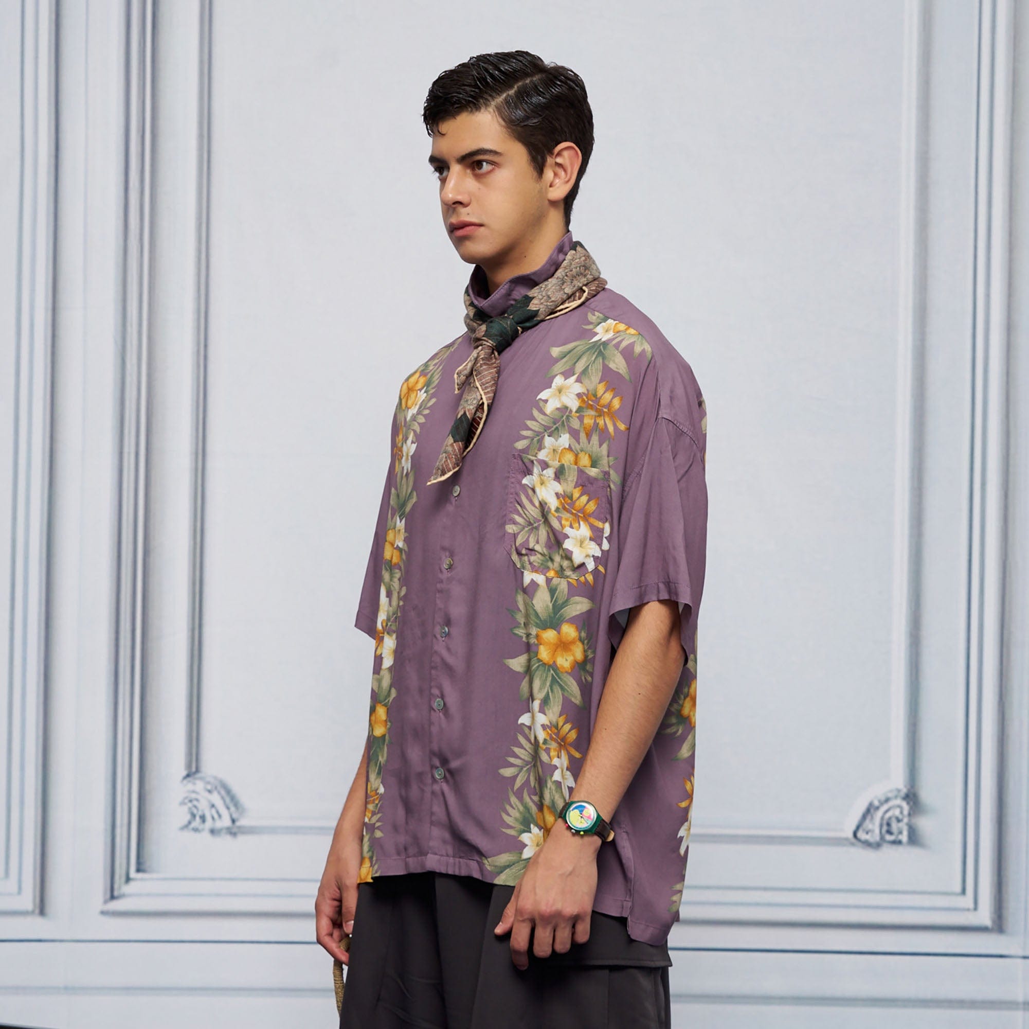 UNLIMITED MOTE Tropical Floral Cuban Hawaii Half Shirt