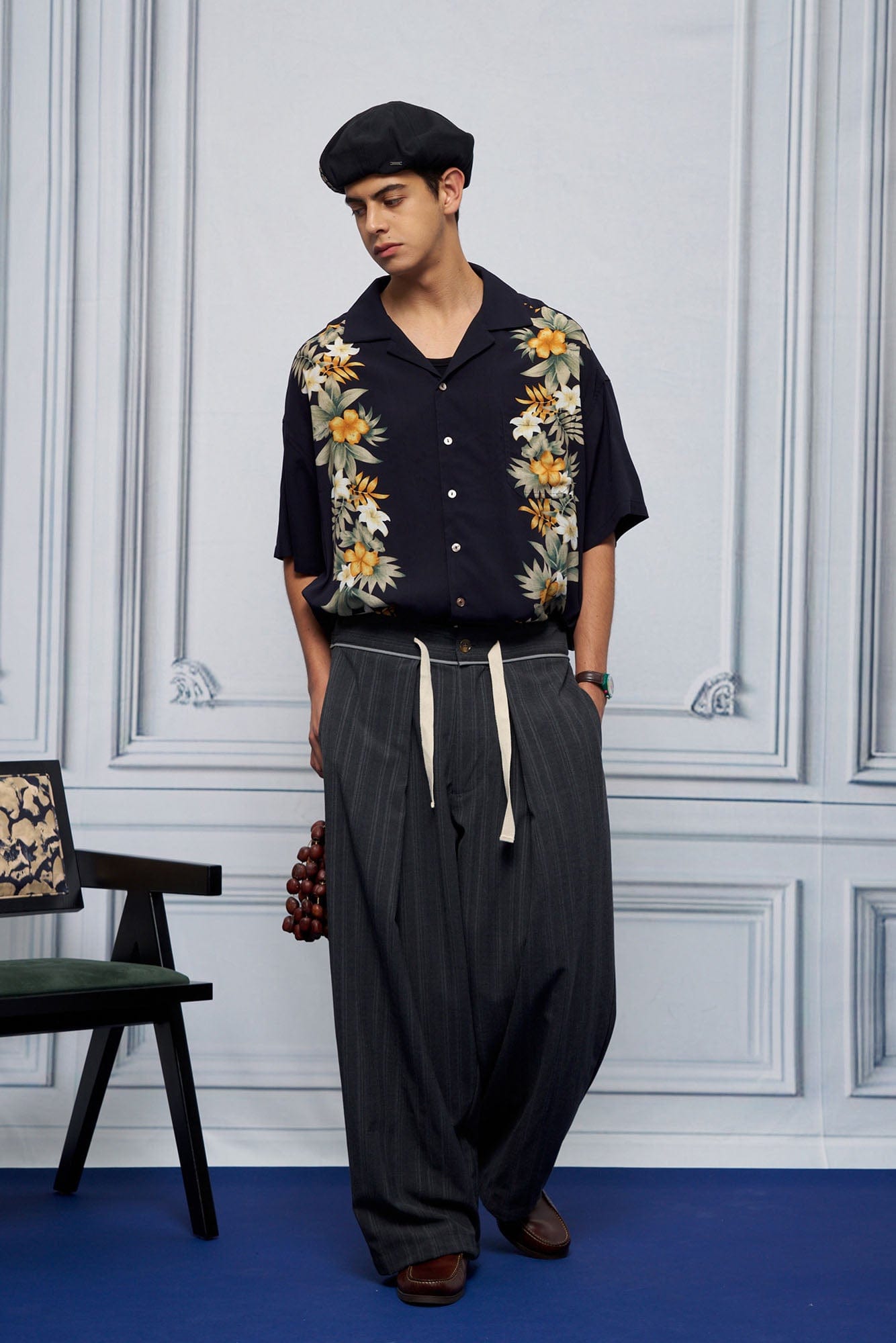 UNLIMITED MOTE Tropical Floral Cuban Hawaii Half Shirt