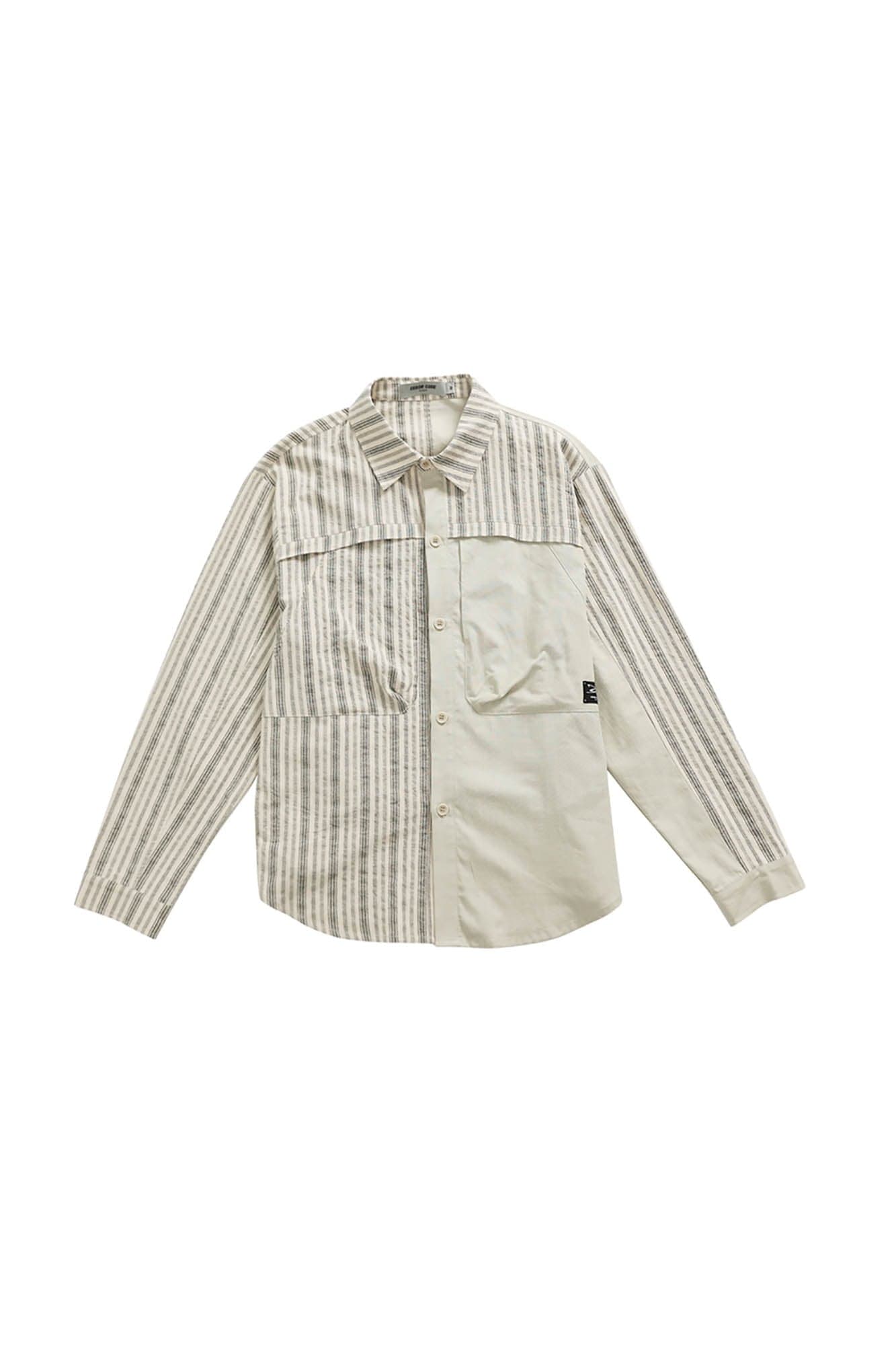 ERROR CODE ROBOT Paneled Striped Spliced Shirt