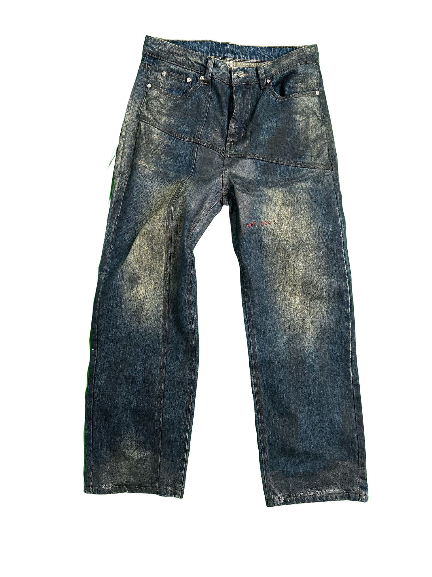 VINKID Asymmetrical Spliced Distressed Jeans