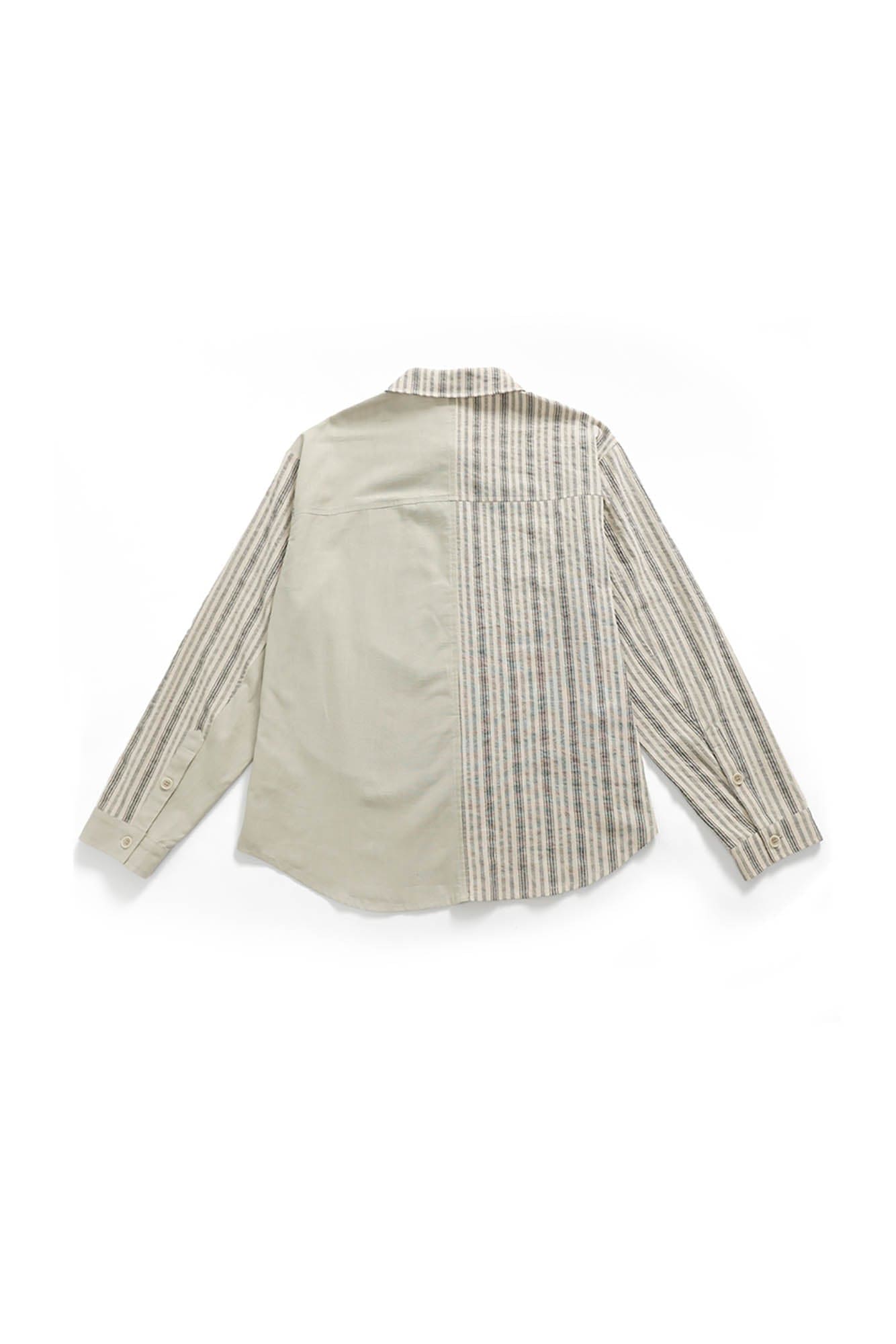 ERROR CODE ROBOT Paneled Striped Spliced Shirt