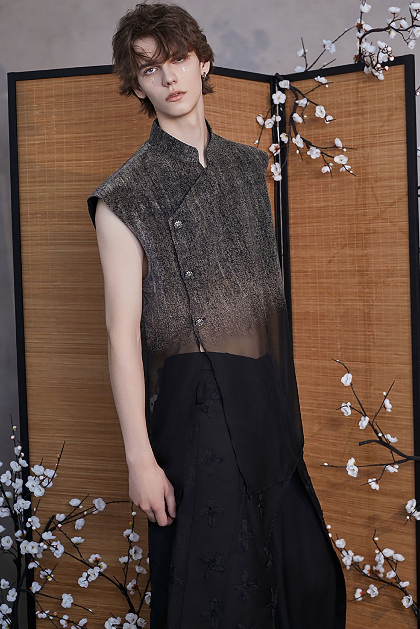 JIECHI Gradient Sheer Split-Hem Vest