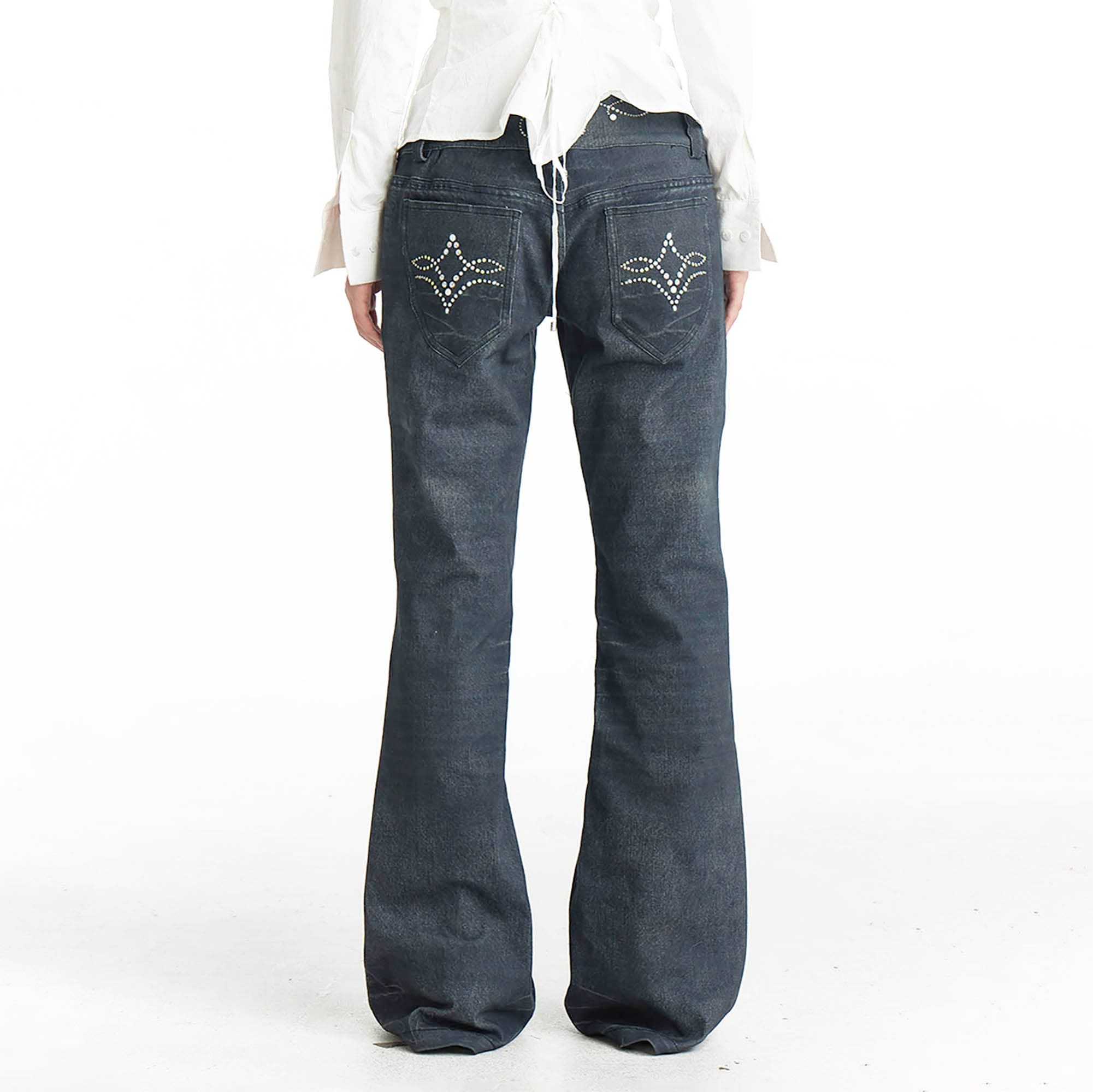 DND4DES×Faychui Retro Gemstone Graphics Flared Jeans