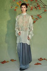 JIECHI Embroidery Double-Layered Vest Silky Shirt