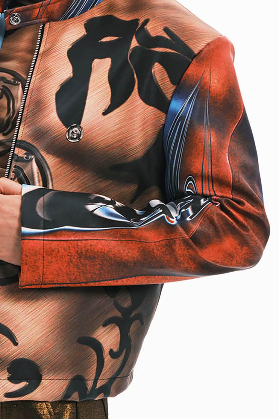 EMBRYO Cyber Totemic Muscle Faux Leather Jacket