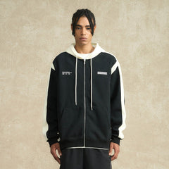BONELESS Jacquard Contrast Paneled Hooded Jacket