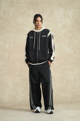 BONELESS Jacquard Contrast Paneled Hooded Jacket